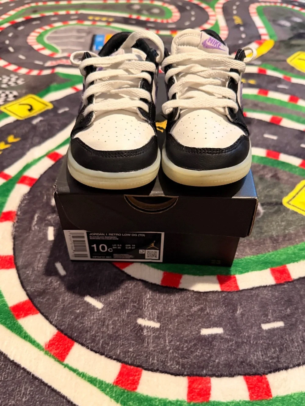 Jordan Retro Low TD Black White Purple Toddler Sneakers 10C